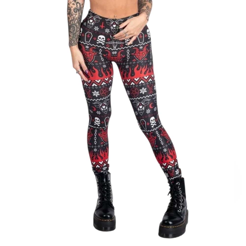 Too Fast Knit Evil Demon High Waist Leggings